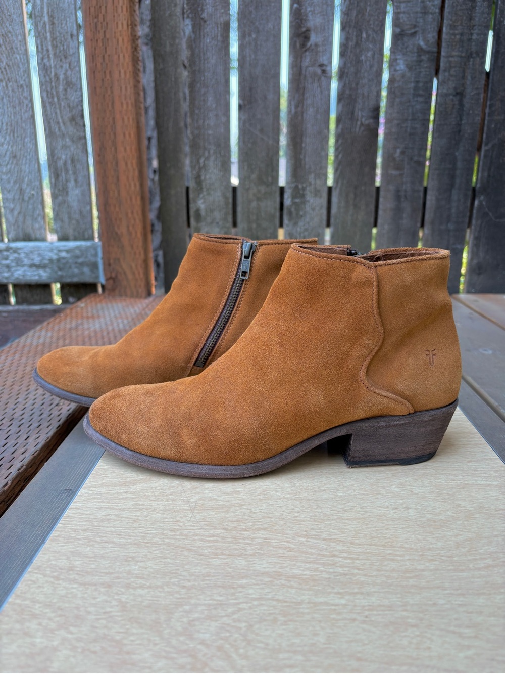 Frye Carson Piping Suede Leather Ankle Boots In Bronze Sz 10 B